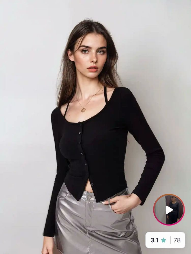 Chic Black Button-Up Long Sleeve Top