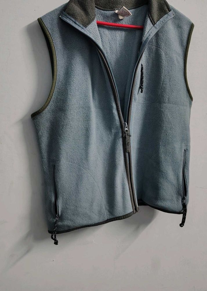 Light Blue Fleece Vest cardigan winter sky blu