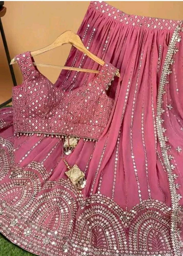 Pink Embellished Lehenga Choli Set