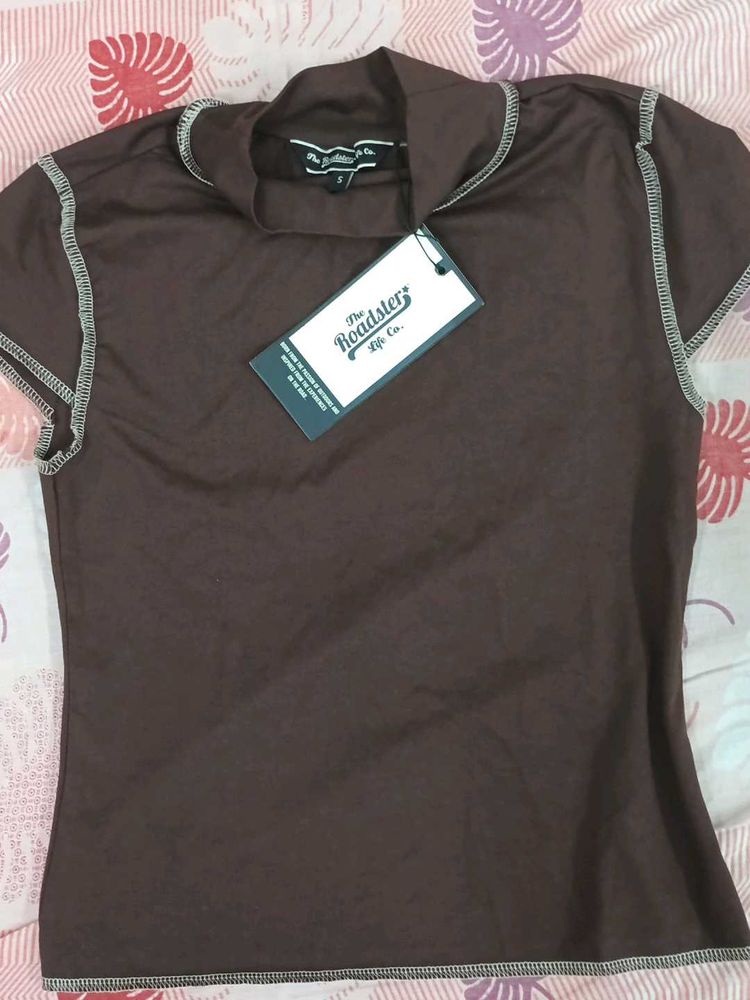 Stylish Brown Short Sleeve Top