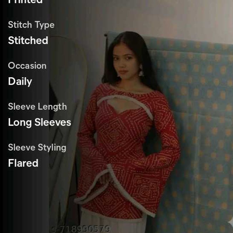 Stylish Red Printed Kurta