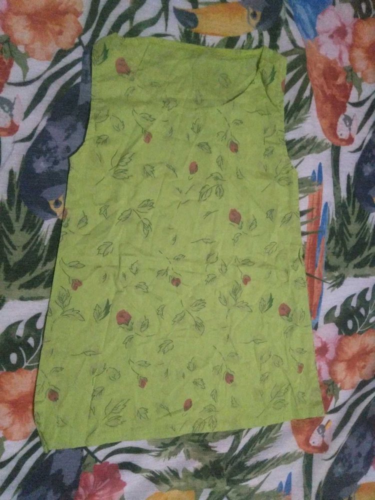 Light Green Floral Sleeveless Top