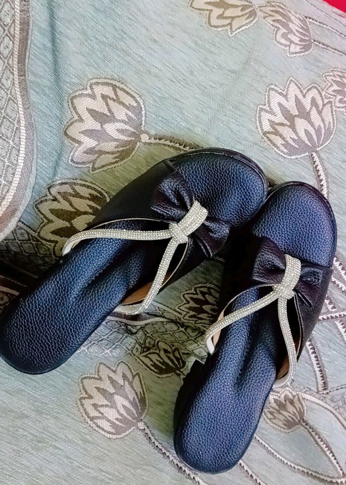 Black Rhinestone Heels Sandle Wedges Every Size