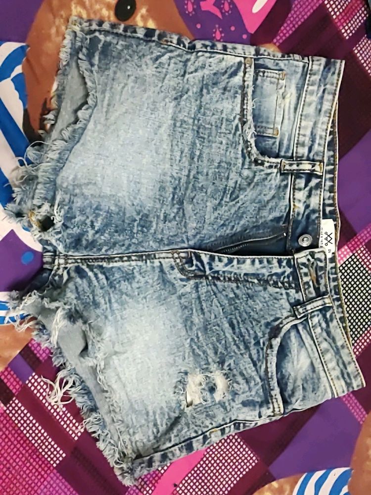 New Year Sale. Denim Shorts Ribbed