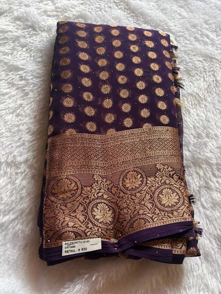 Elegant Purple Banarasi Saree♥️