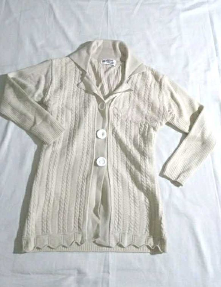 Vintage Cream Cable Knit Cardigan