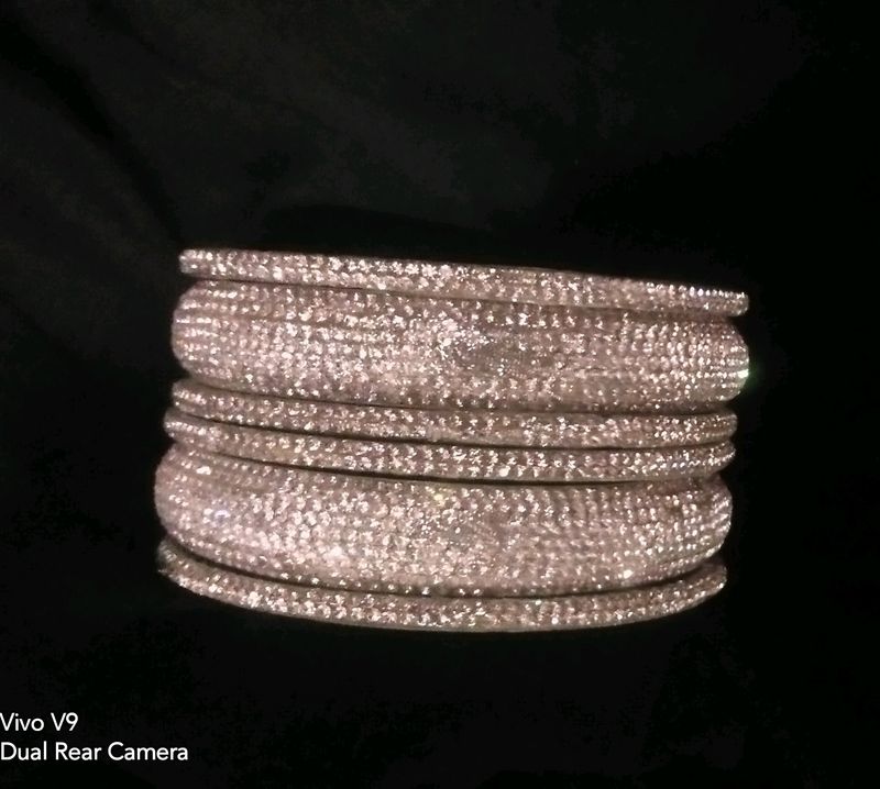 Silver Diamond Bangle Set 😘