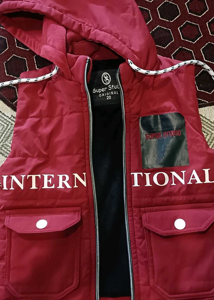 Red Padded Hoodie Vest kids.