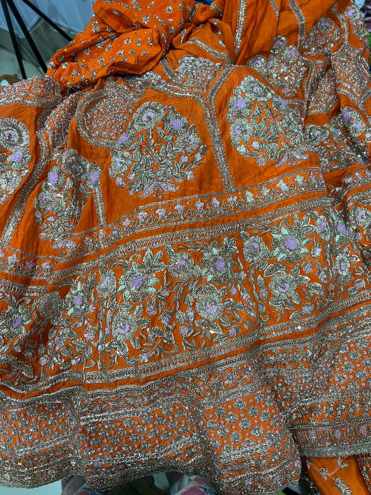Beautiful Orange Embroidered Lehenga Choli