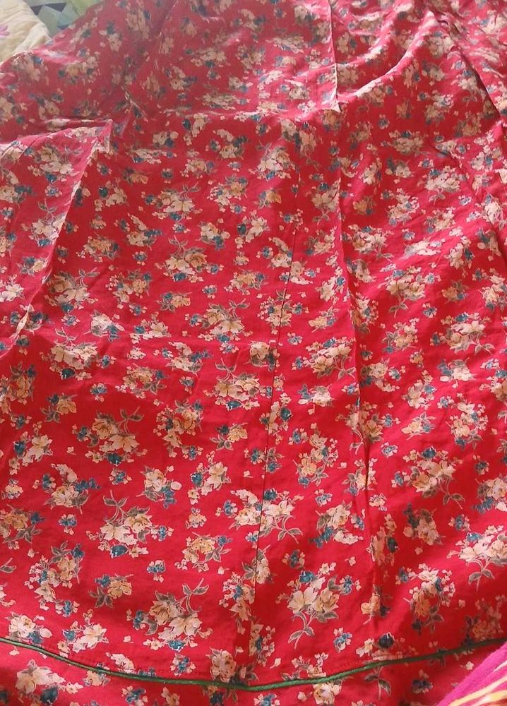 Vibrant red floral Lehenga suit