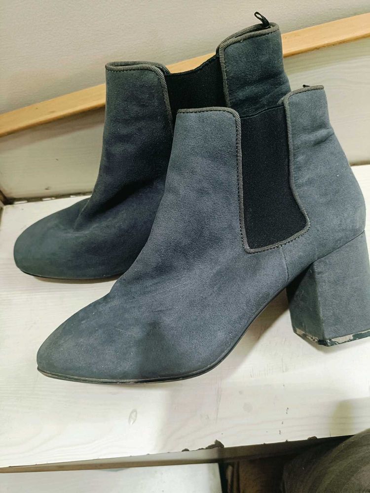 Gray Suede Ankle Boots