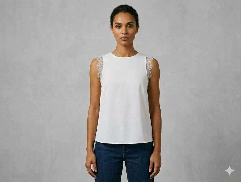 Korean Lace trimmed Sleeveless Top