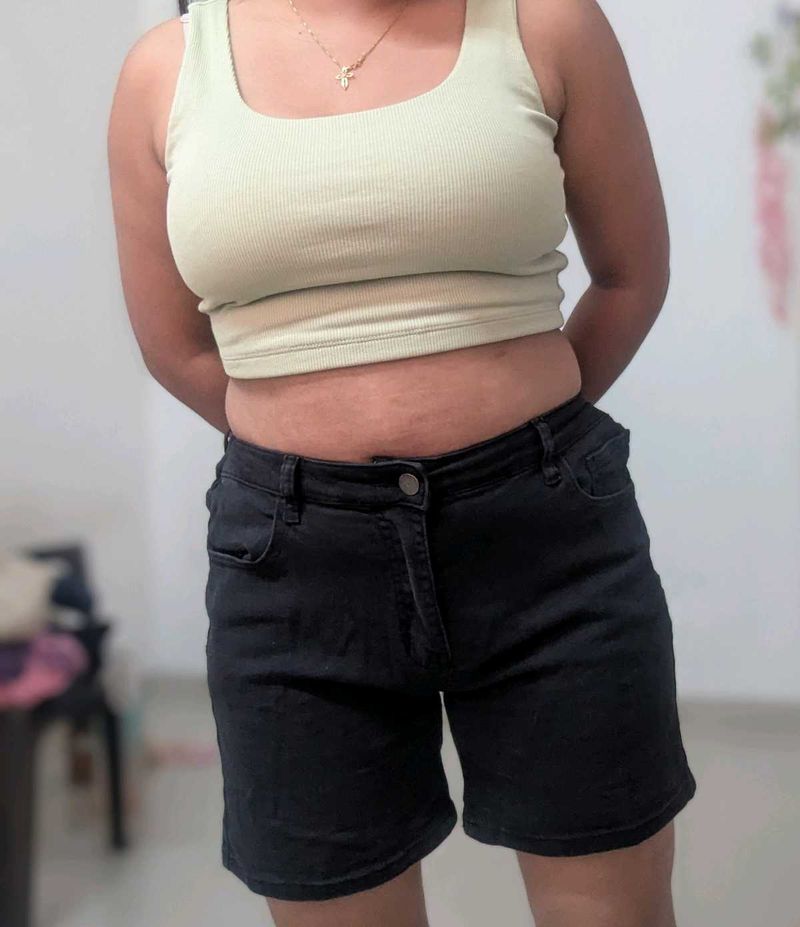 Black Denim Shorts
