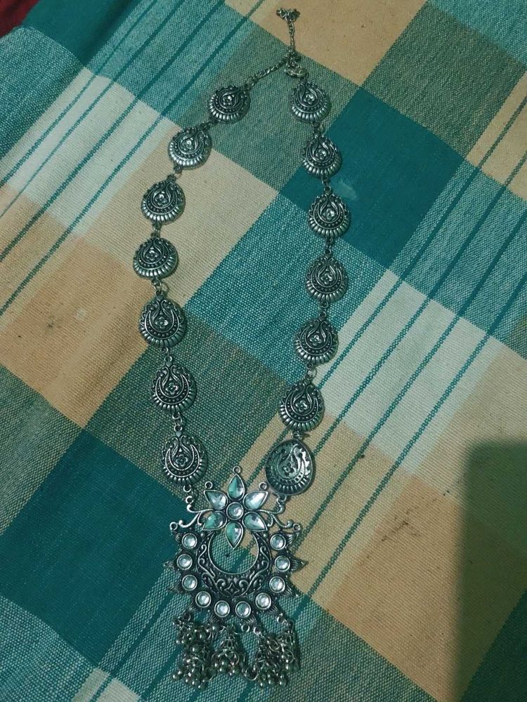 Oxidised Silver Necklace with Earrings