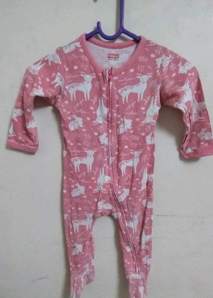 Cute Pink Deer Footie Pajamas