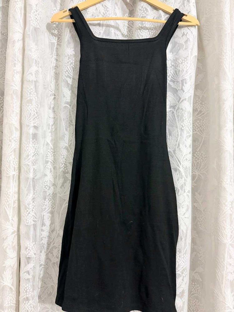 Black midi body con dress