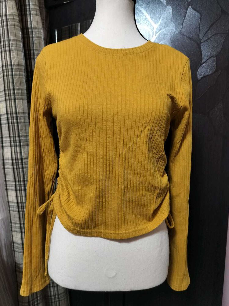 Ribbed Mustard Yellow Long Sleeve Top  💛