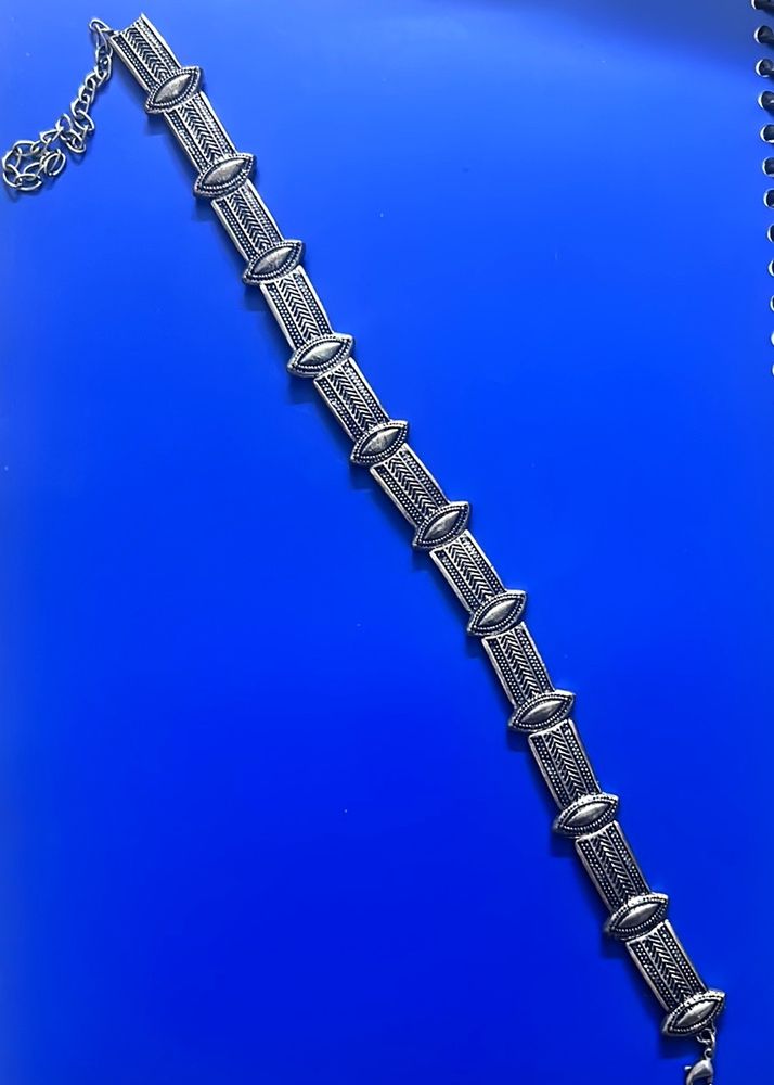 Oxidised Silver Plated Choker Necklace