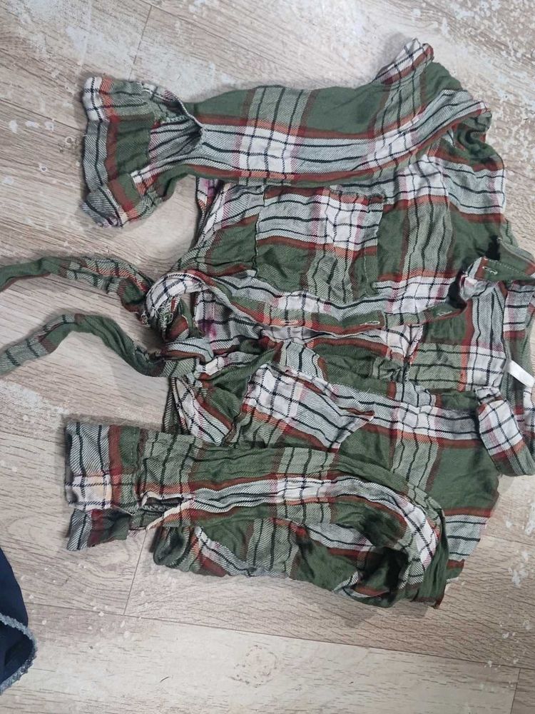 Green Plaid Tunic Top