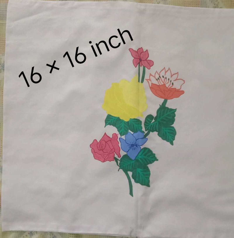 Hand-Painted Floral Cushion Cover