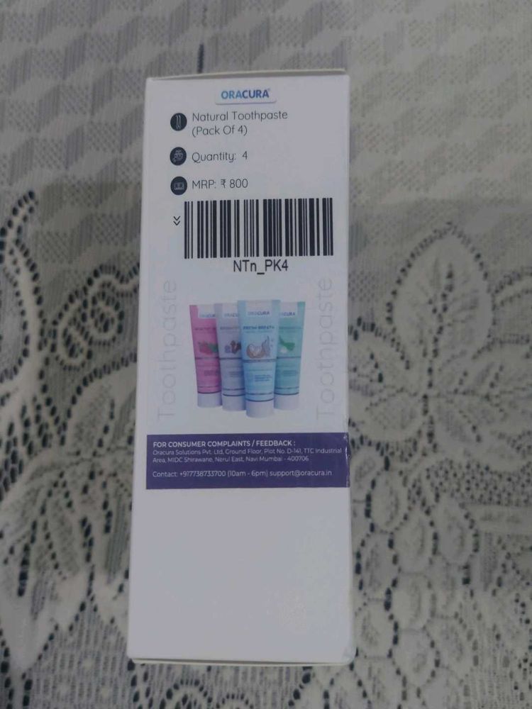 Oracura Natural Toothpaste (Pack of 4)