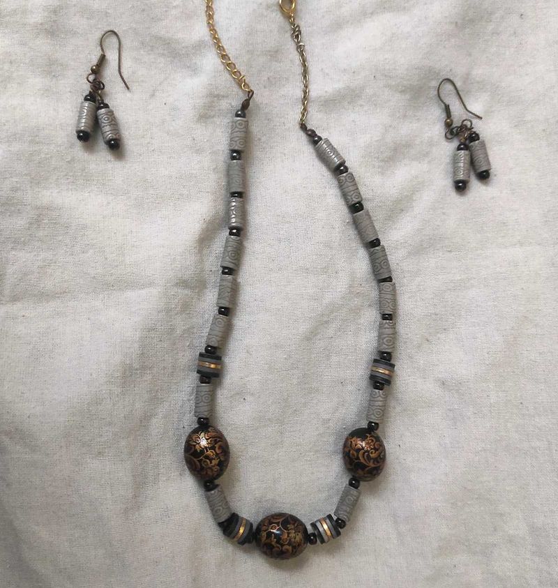 Handmade Beaded Necklace and Earrings Set