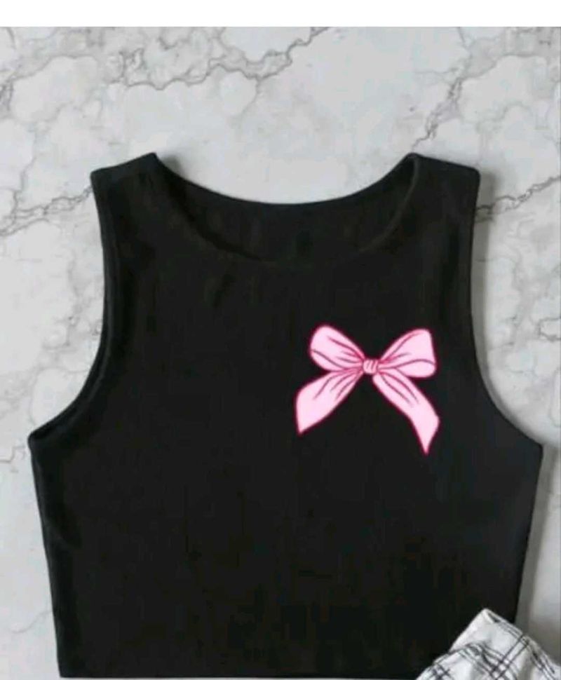Cute Black Bow Tank Top