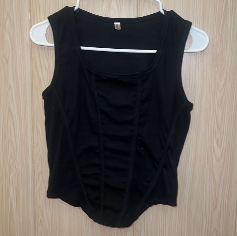 Sleek Black Sleeveless Corset Top