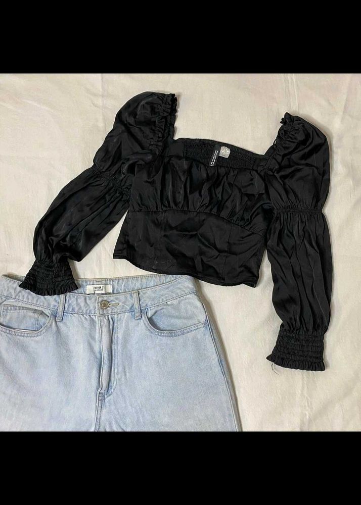 H&amp;M Black Corset Style Top