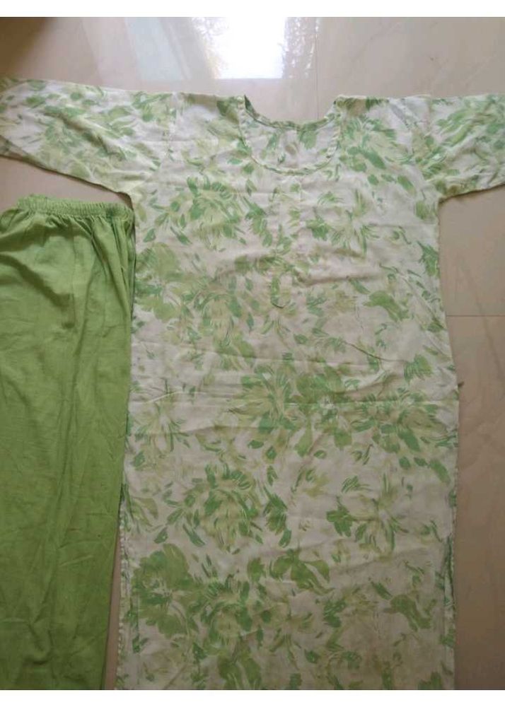 Green Floral Print Kurta &amp; Pants Set