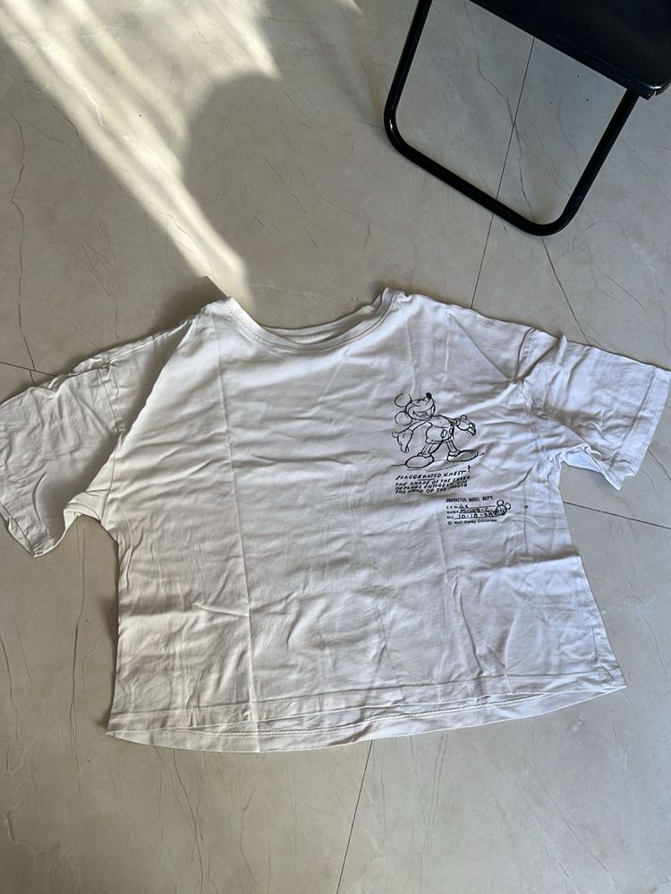 White Graphic Print Tee