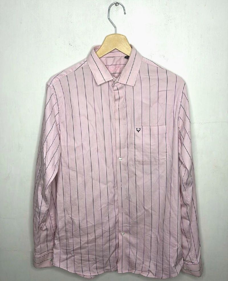 Allen Solly Pink Striped Formal Shirt Men