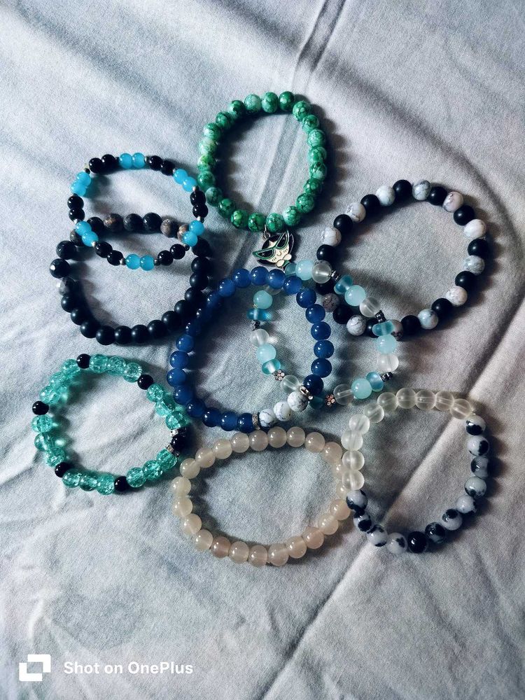 Set of 9 Beaded Bracelets stack