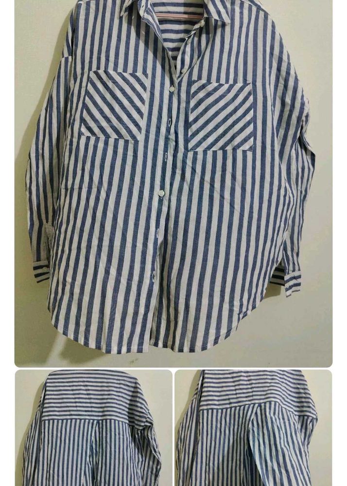 Set of 3- 2 shirts + 1 Striped Button-Up Shirt