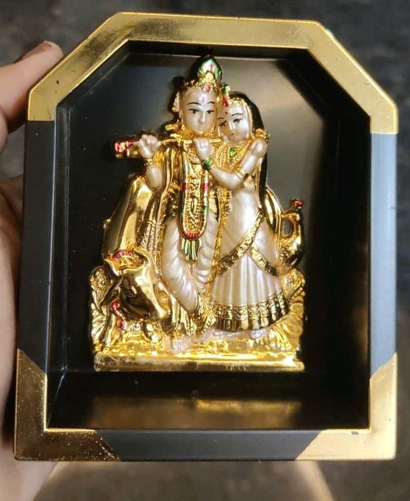 Radha Krishna Idol - Golden Finish