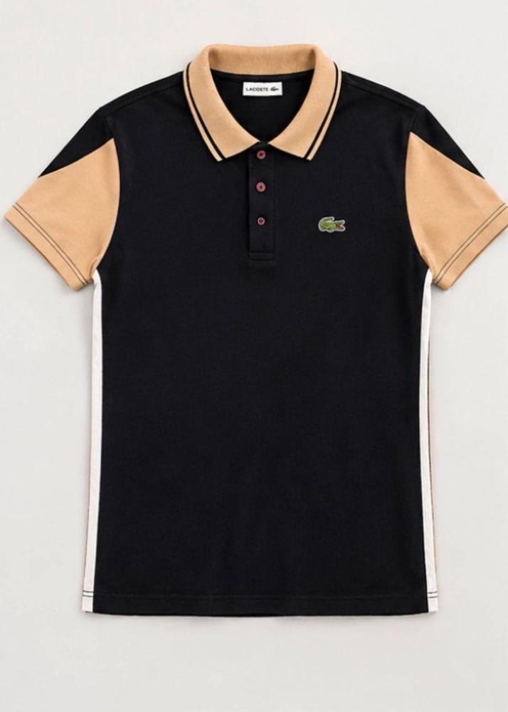 Lacoste Men’s Black &amp; Beige Polo T-Shirt