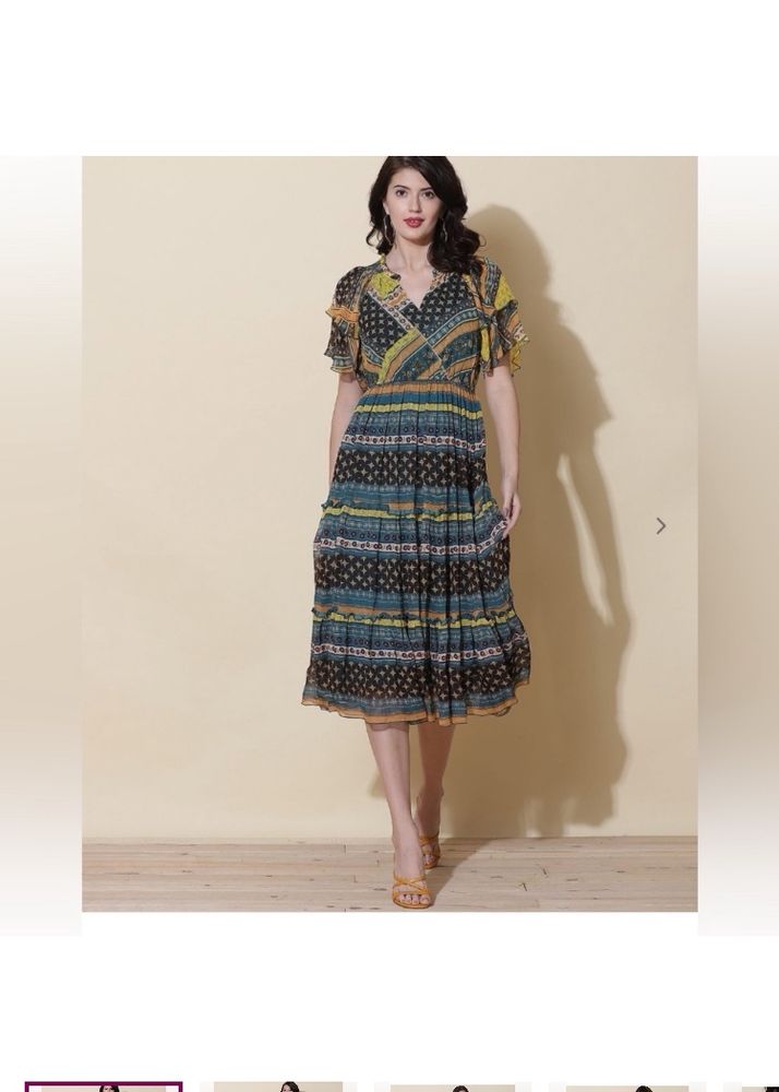 LABEL RITU KUMARPrinted Round-Neck A-line Dress