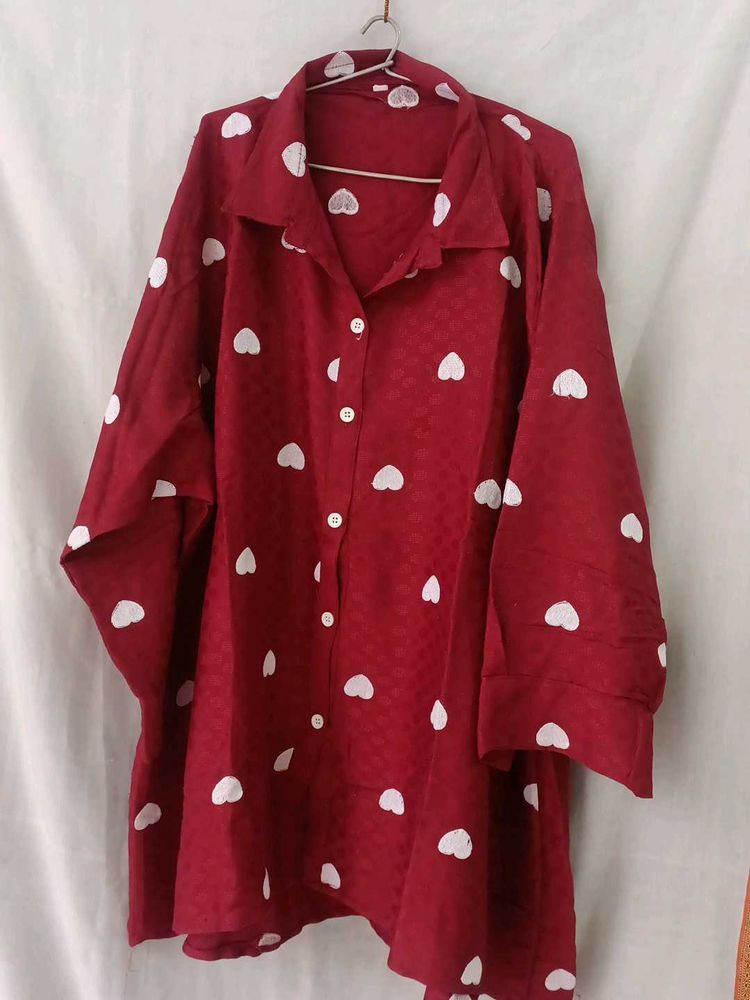Maroon Heart Print shirt
