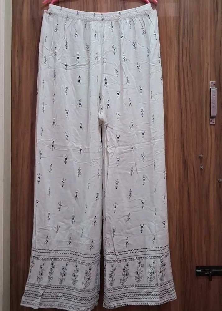 White Palazzos with Print