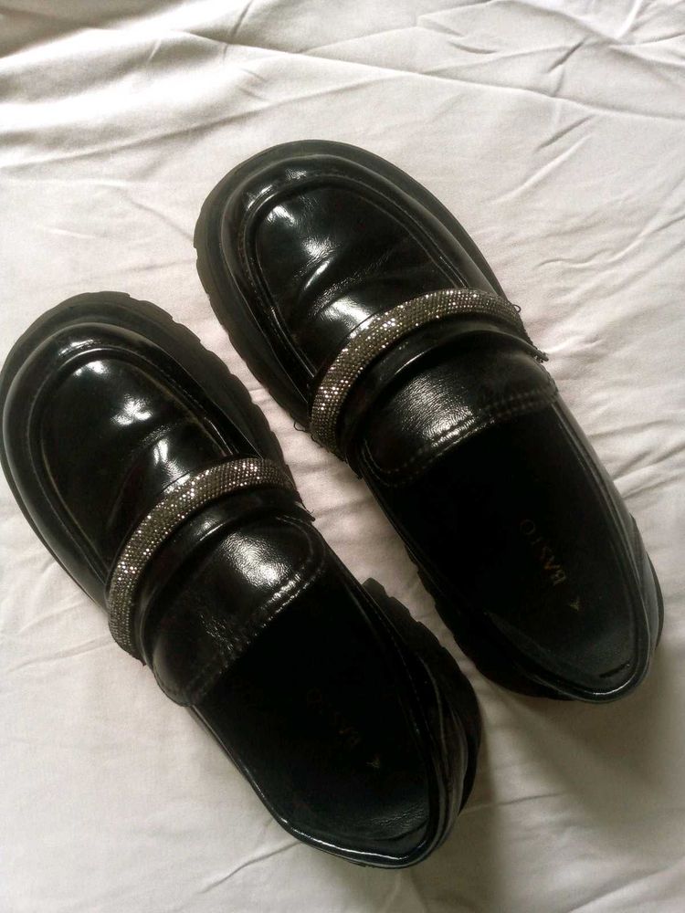 Chunky Loafers with Rhinestone Detail