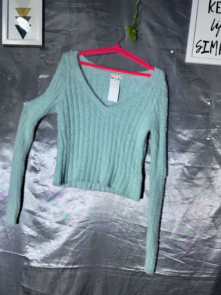 Cozy V-Neck Fuzzy Sweater