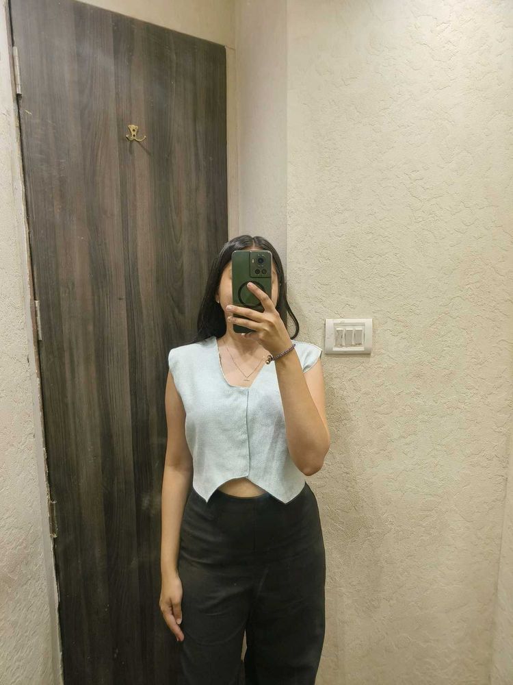 Cropped Light Blue Vest Top
