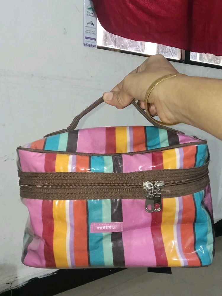 Striped Cosmetic Pouch