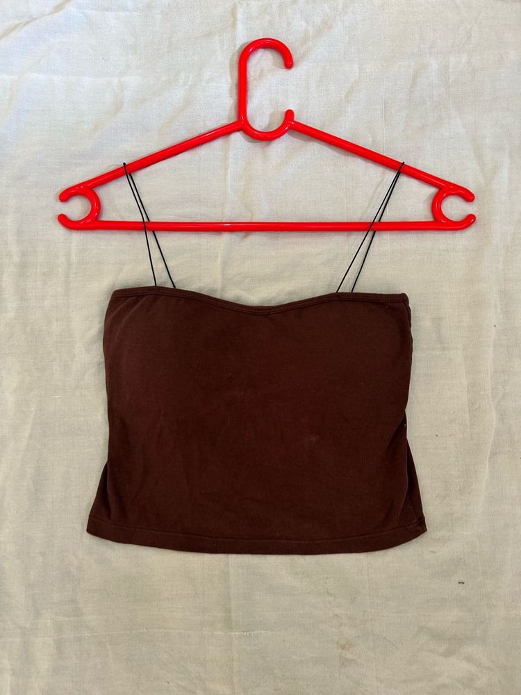 Brown Spaghetti Strap Tube Top