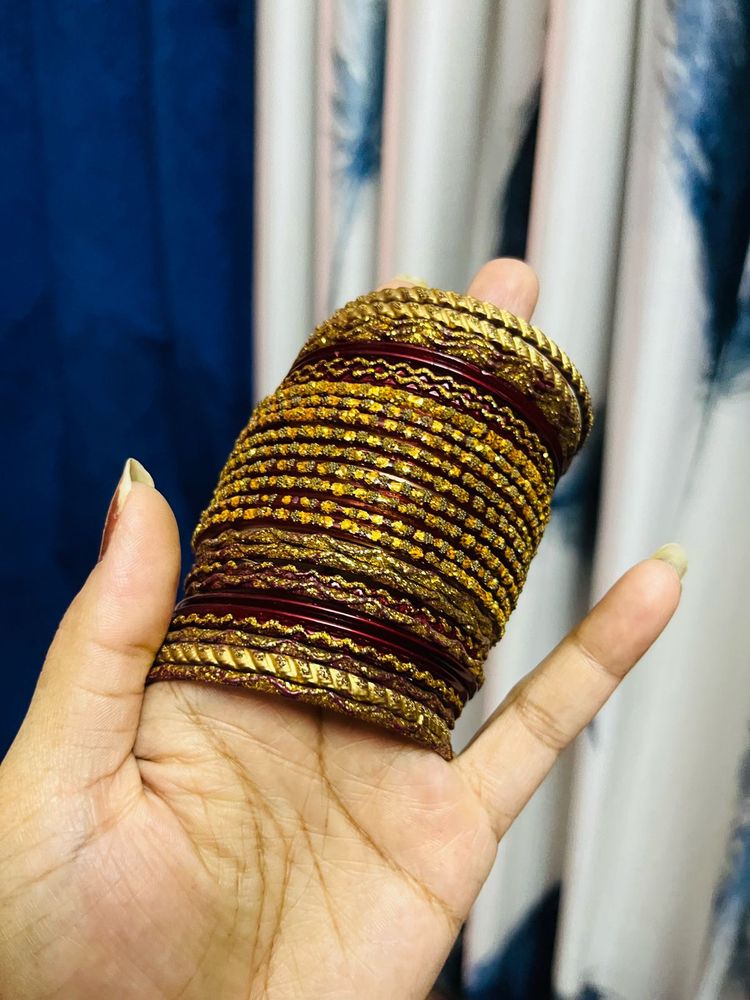 100 Bangles Set metals and glass