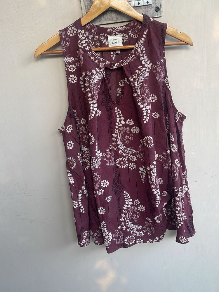 Chic Sleeveless Paisley Print Top