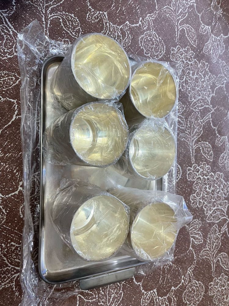 Silver Glow Ace Tray + 6 glasses