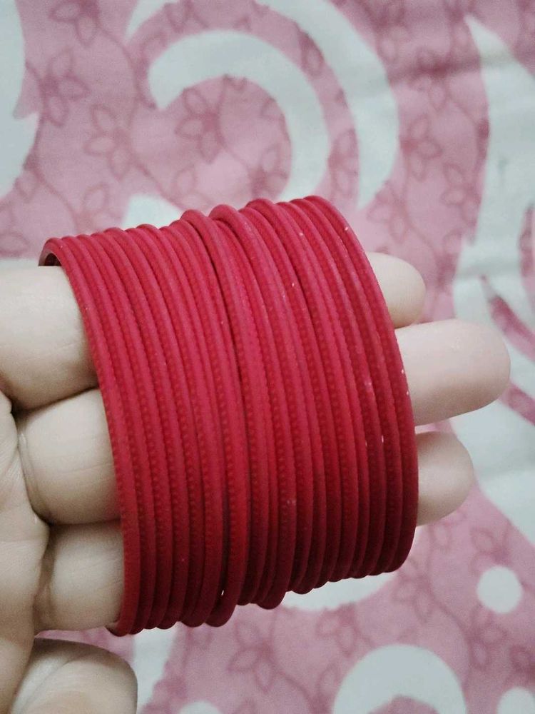 197.Vibrant Red Bangles Stack