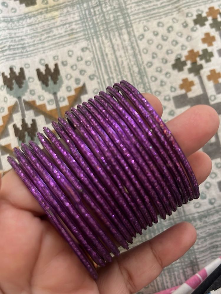Sparkling Purple Bangles Set