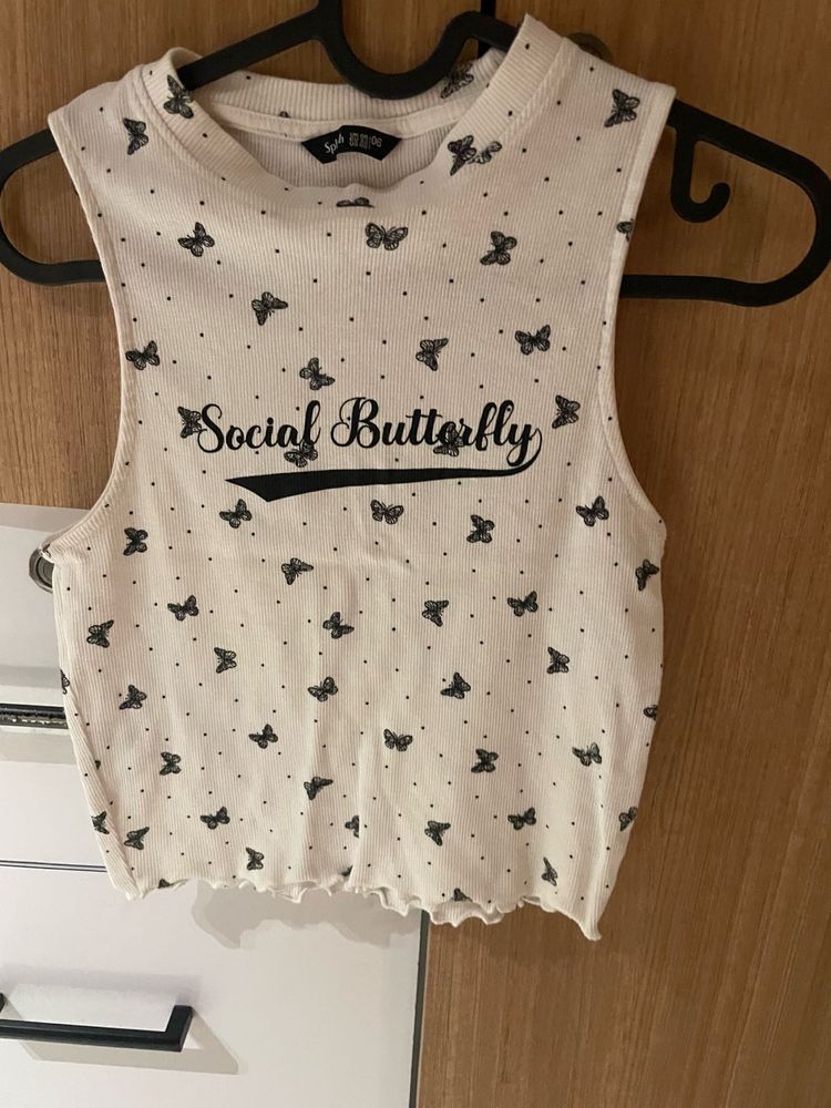 Socail Butterfly Print tank top
